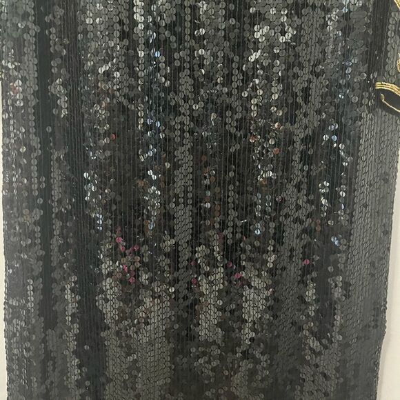 Judith Ann Creations Black & Gold 100% Silk Sequins Beaded Long Sleeve Gown Sz S - Picture 10 of 14